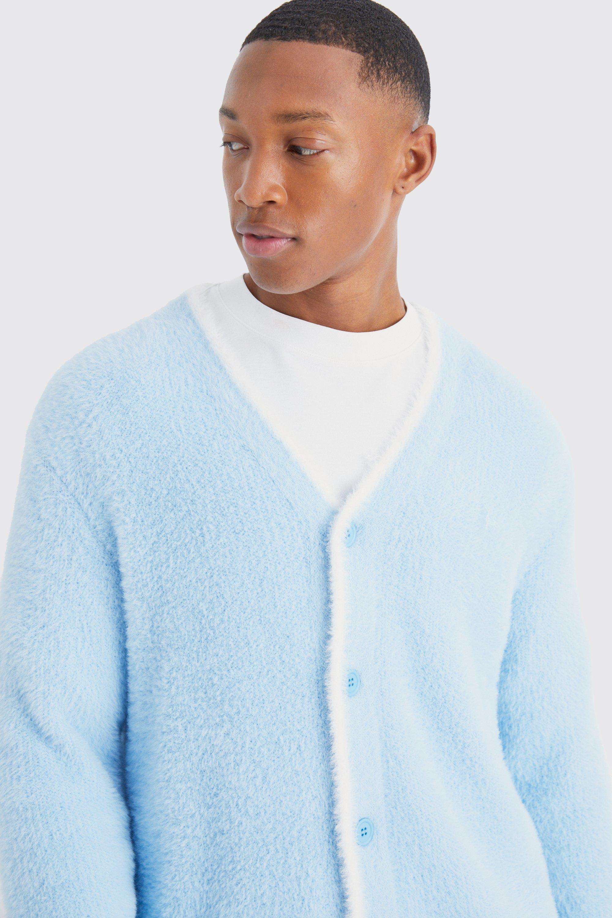 Relaxed Fluffy Cardigan With Tipping